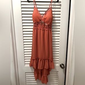 NWT Sheer Lace Spaghetti Strap Asymmetrical Dress